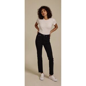 Edwin Bree Slim Skinny In Black With Raw Hem Straight Leg Ankle Length Sz 29